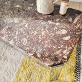 1970s marble and chrome metal coffee table