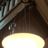 Suspension lamp design 1970s opaline eglomisé