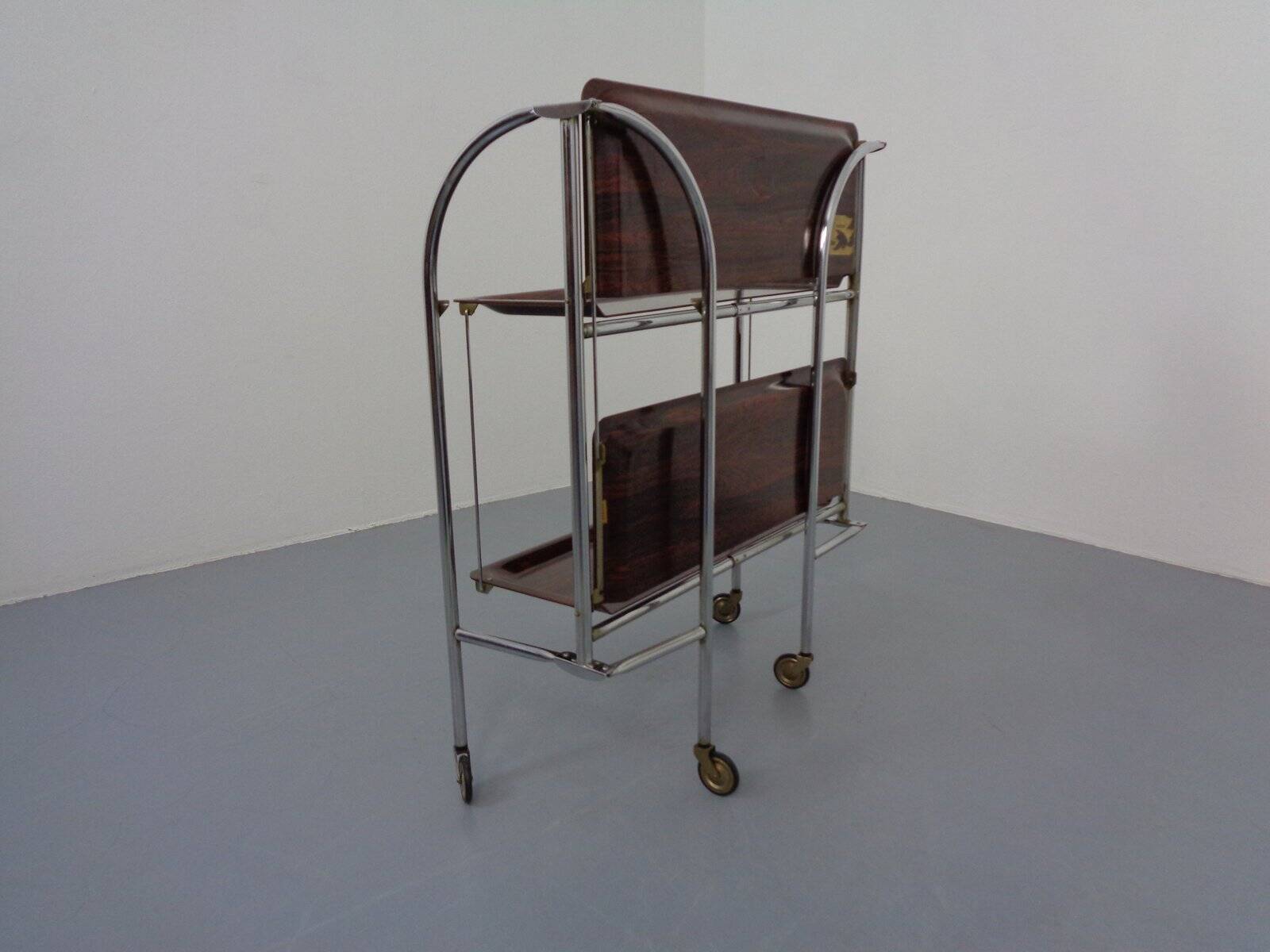 Vintage Optic Rosewood Pressalit Tea Cart, 1970s