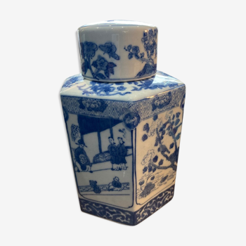 White and blue porcelain tea pot circa 1950
