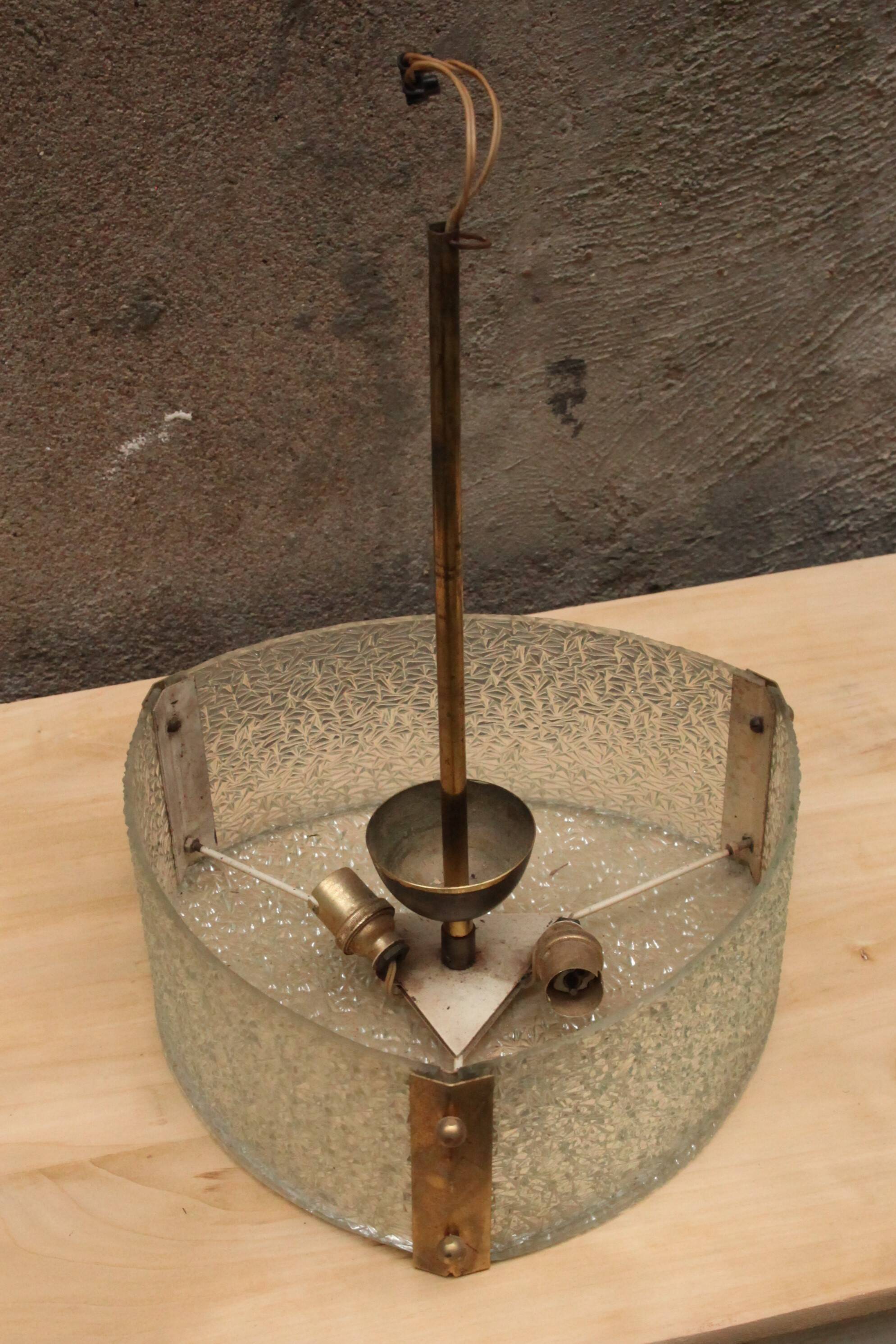 Glass and brass pendant light