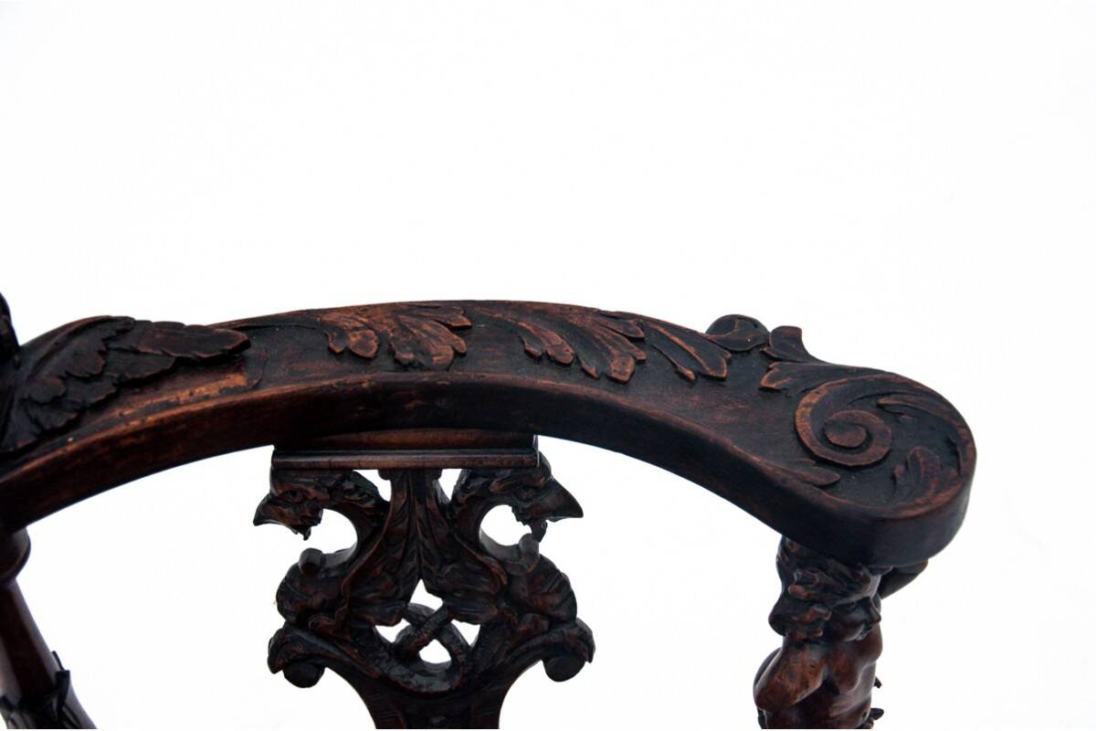 Antique corner armchair, Western Europe, circa 1900.