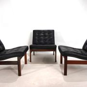 France & Son Set of 3 Modular Leather Armchairs by O. Gjerløv-Knudsen/T. Li