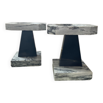 Pair of Art Deco marble candlesticks