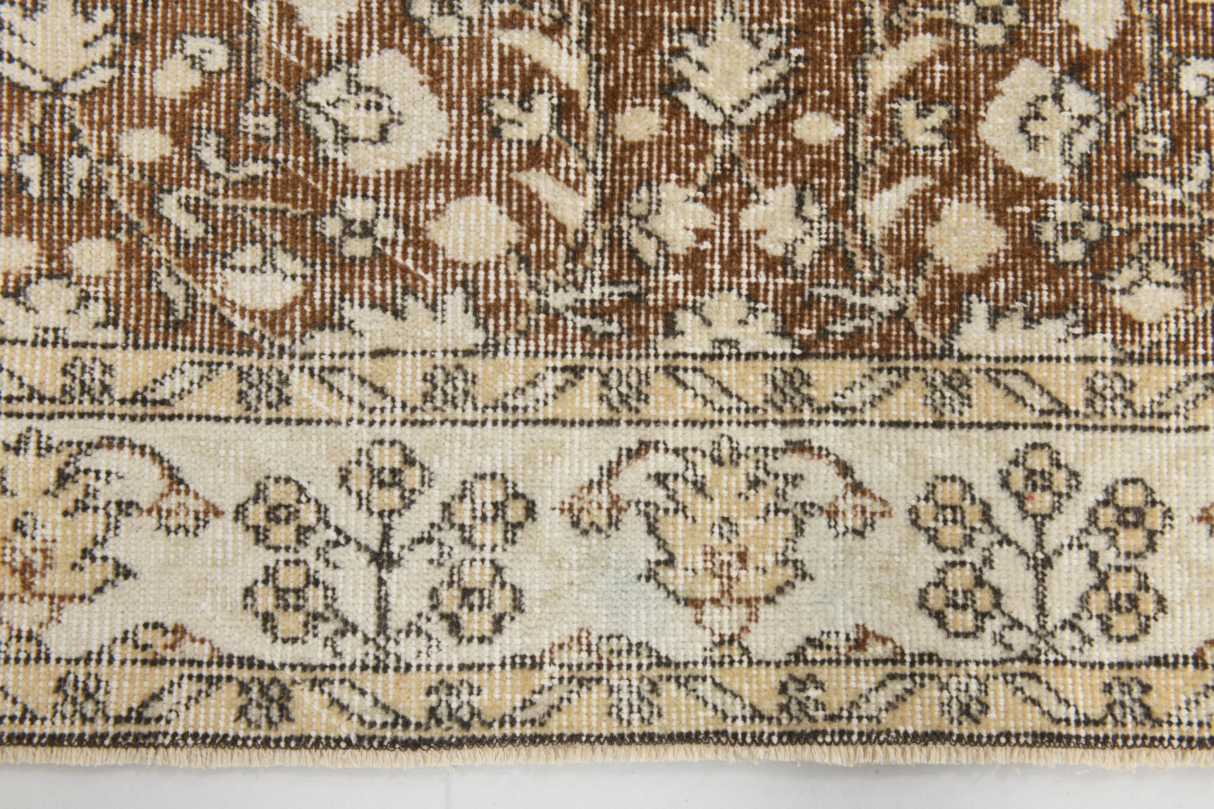 Beige & Brown Floral Persian Rug 147x264Cm SK 24773