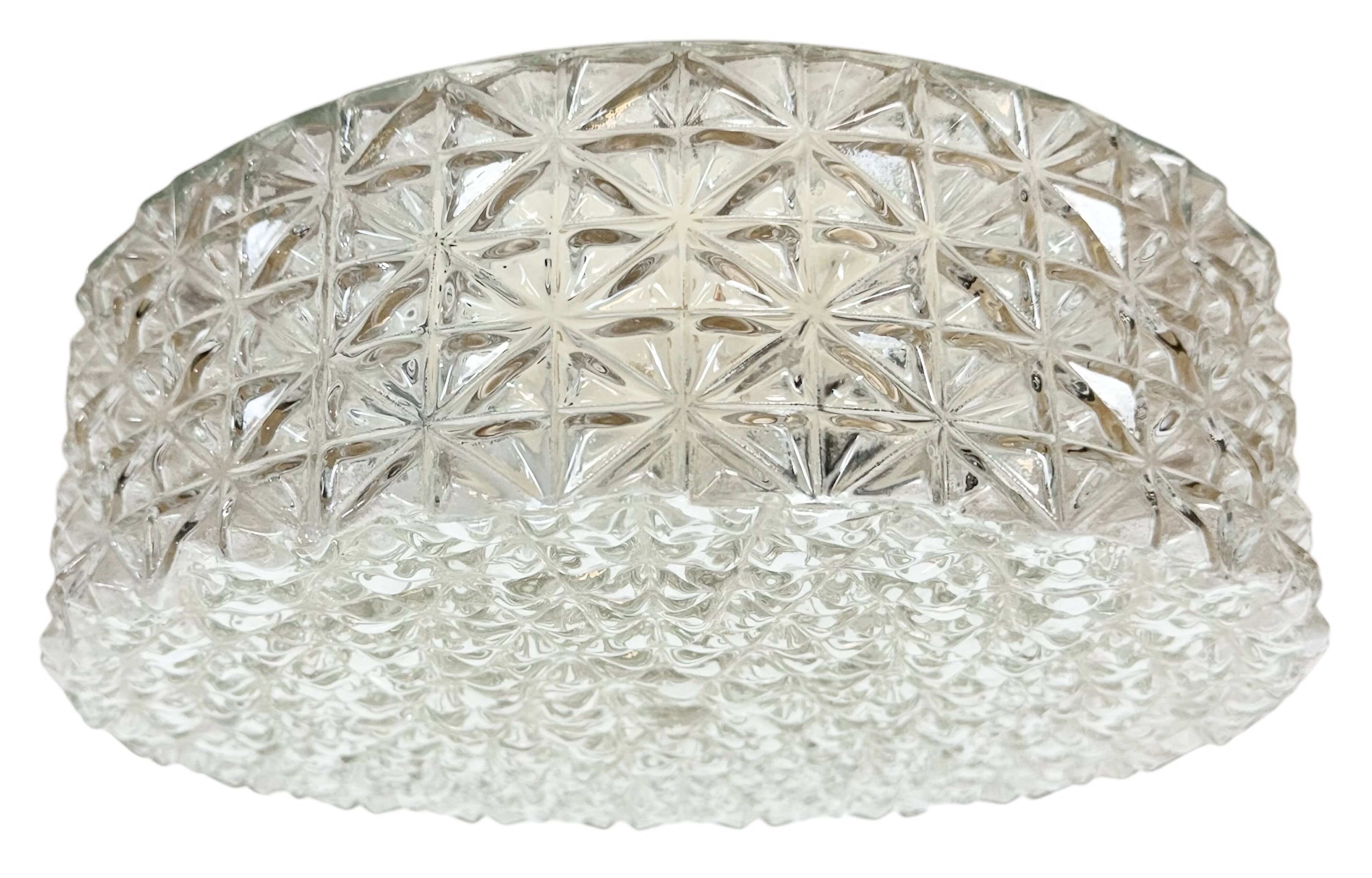 Vintage Glass Wall Or Ceiling Light, 1970s