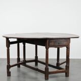 Antique English oak side/dining/gateleg table from the 18th century