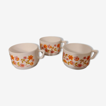 Lots de 3 tasses motifs fleurs