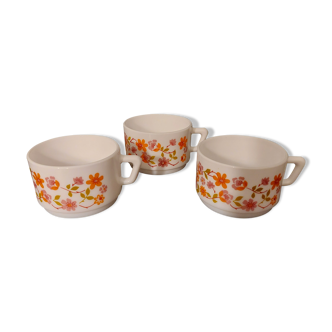 Lots de 3 tasses motifs fleurs