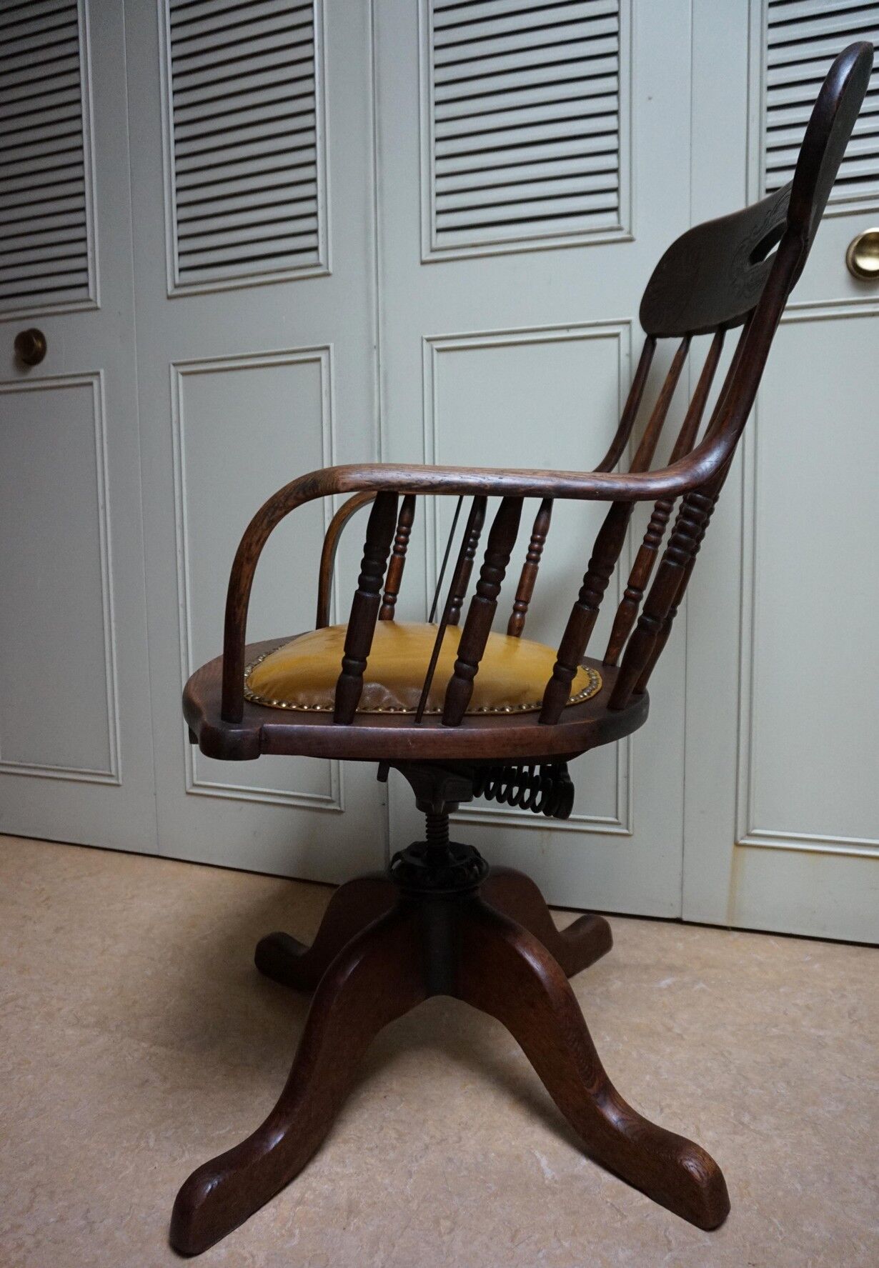 19th Century American Oak Revolving Library Armchair