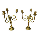 Pair of gilded bronze candlesticks