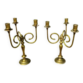 Paire de chandelier en bronze doré
