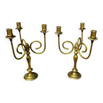 Pair of gilded bronze candlesticks