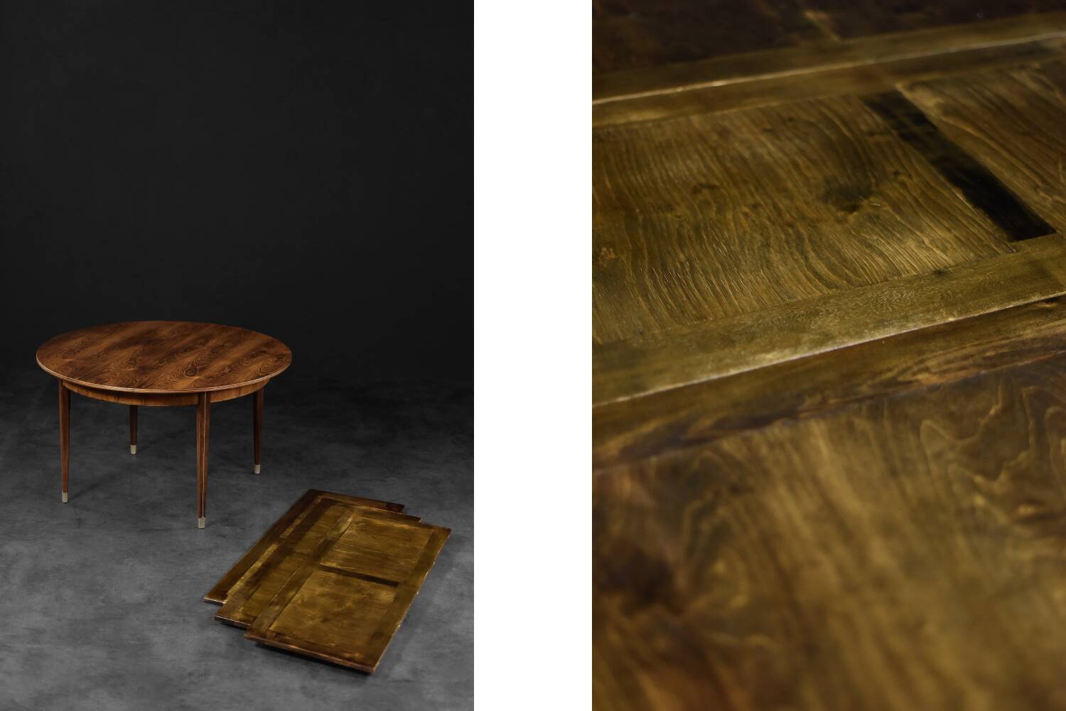 Vintage round folding dining table in rosewood by Agner Christoffersen, Denmark.