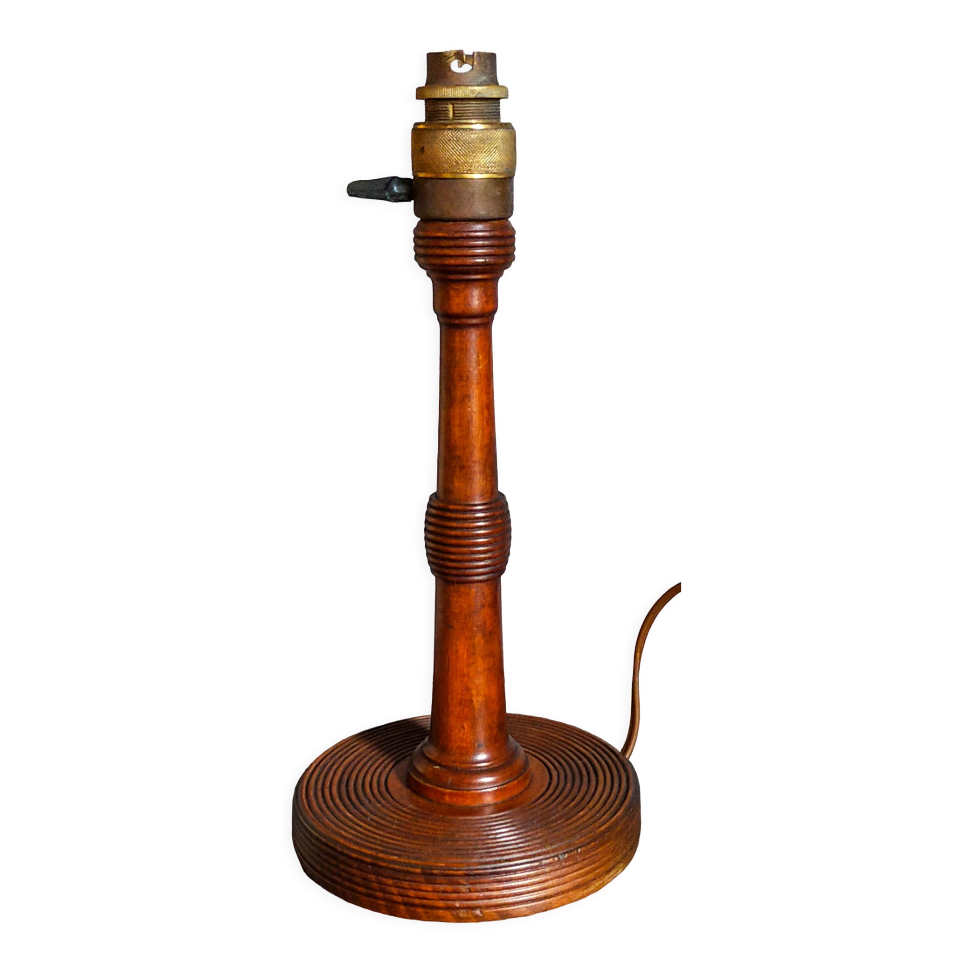 Art-deco lamp foot in solid wood turned 40s