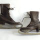 Pair of ice skates vintage with ankle boots leather brown-blade Stille Stockholm 30/40 years
