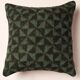 Handwoven Indian Kantha cushion cover in green and black.