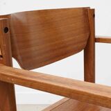Vintage stackable wooden chair with armrests