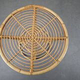 Czechoslovak Midcentury Rattan and Bamboo Side Table, 1960s