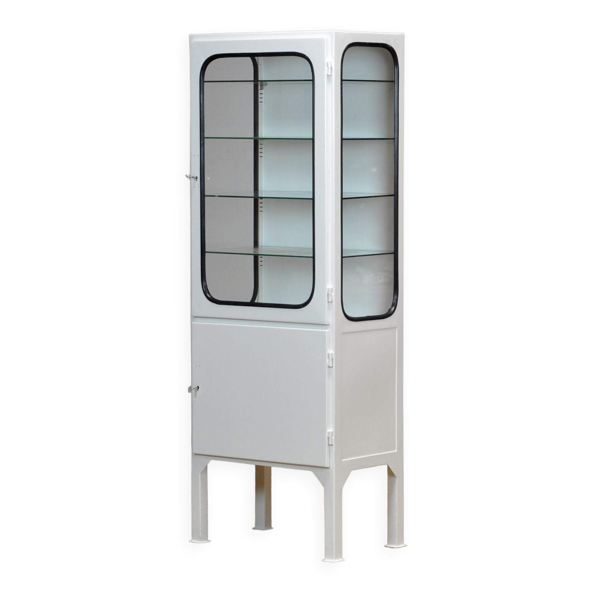 Vintage Iron And Glass Medical Cabinet, 1970s