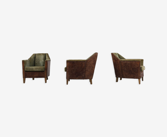 Set of three Art Deco armchairs