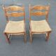 Pair of Brutalist Guillerme and Chambron Chairs in Solid Oak with Wove