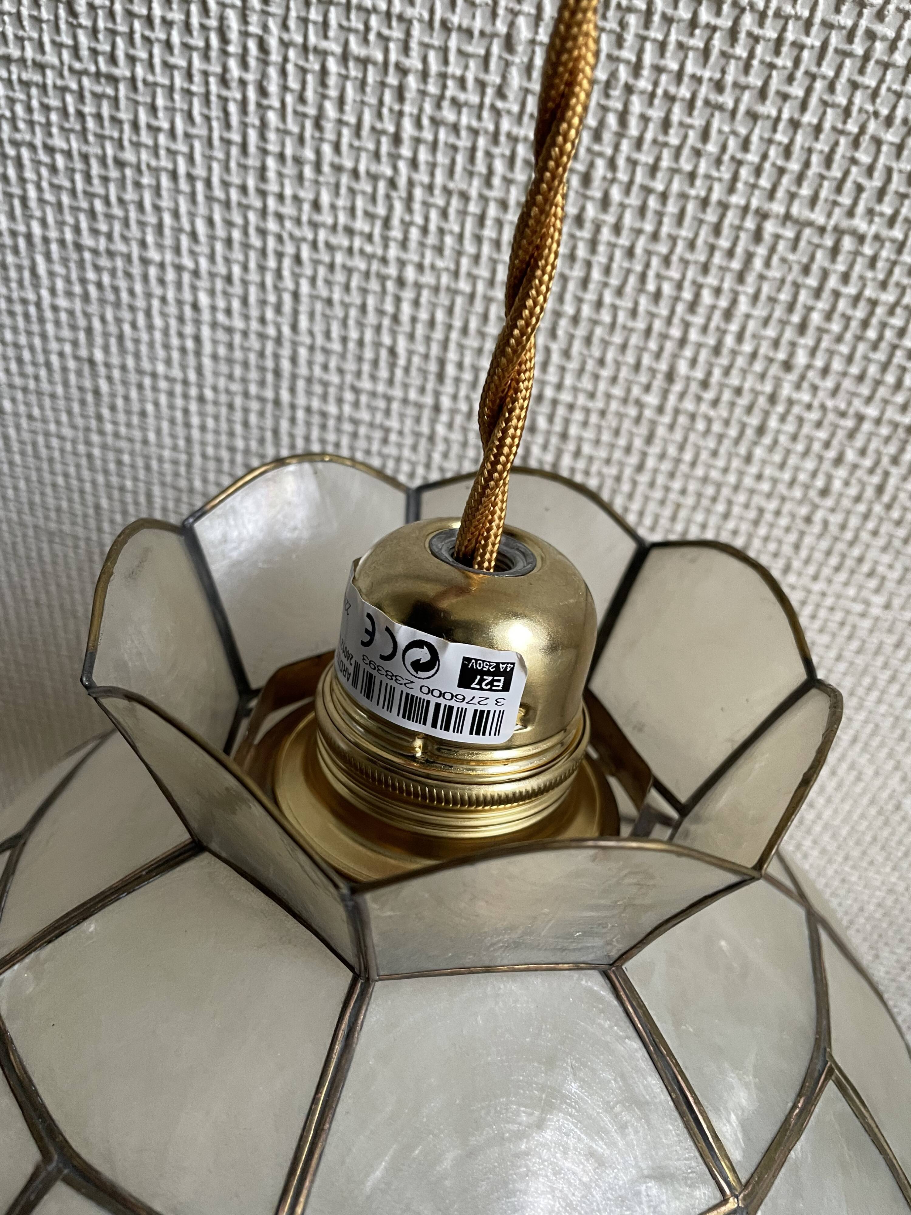 Suspension mother-of-pearl and brass diam 25 cm