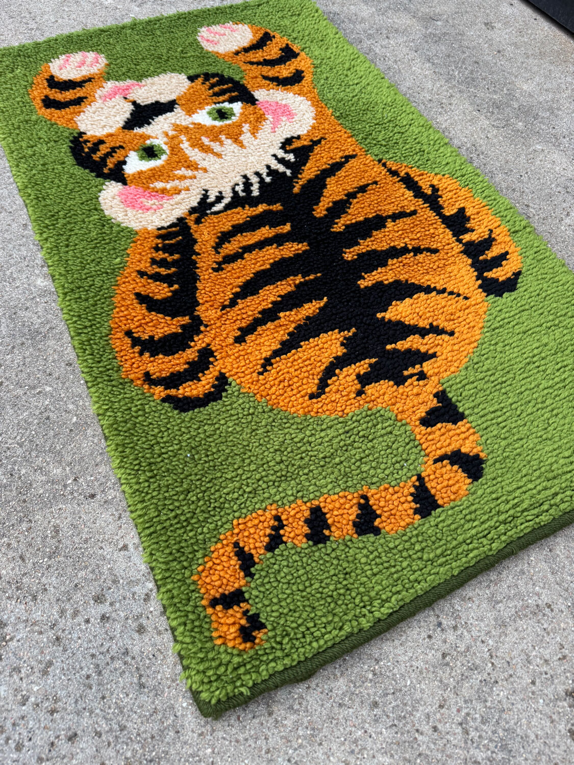 Scandinavian tiger Rya rug, wool, 1970s.