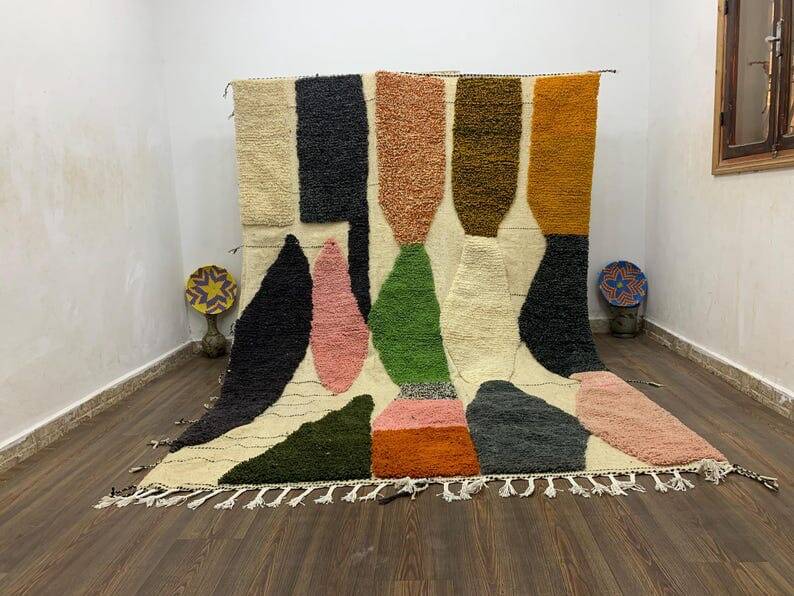 Tapis en laine pure fait main traditionnelle taille 150 x 250 cm