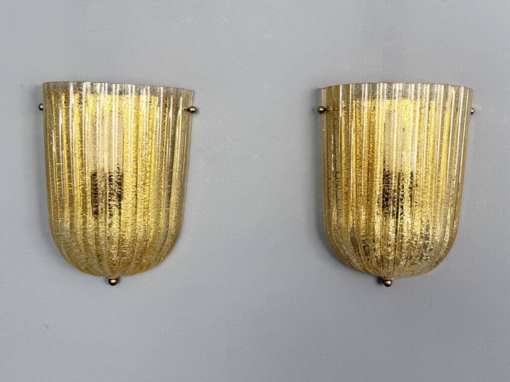 Pair of sconces, Murano glass, by Barovier & Toso, Italy, 1970s
