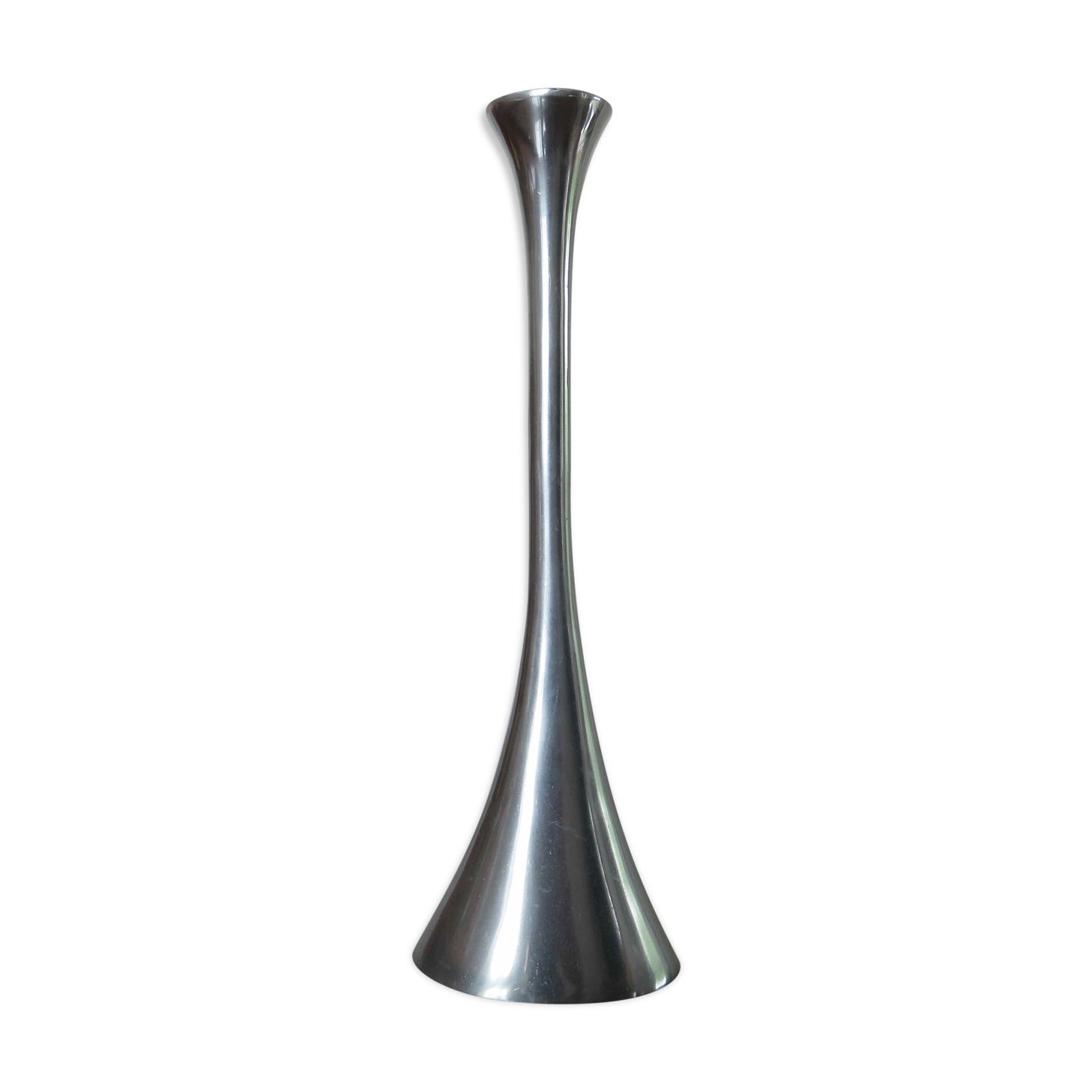 Scandinavian modernist aluminum candle holder in the 70s