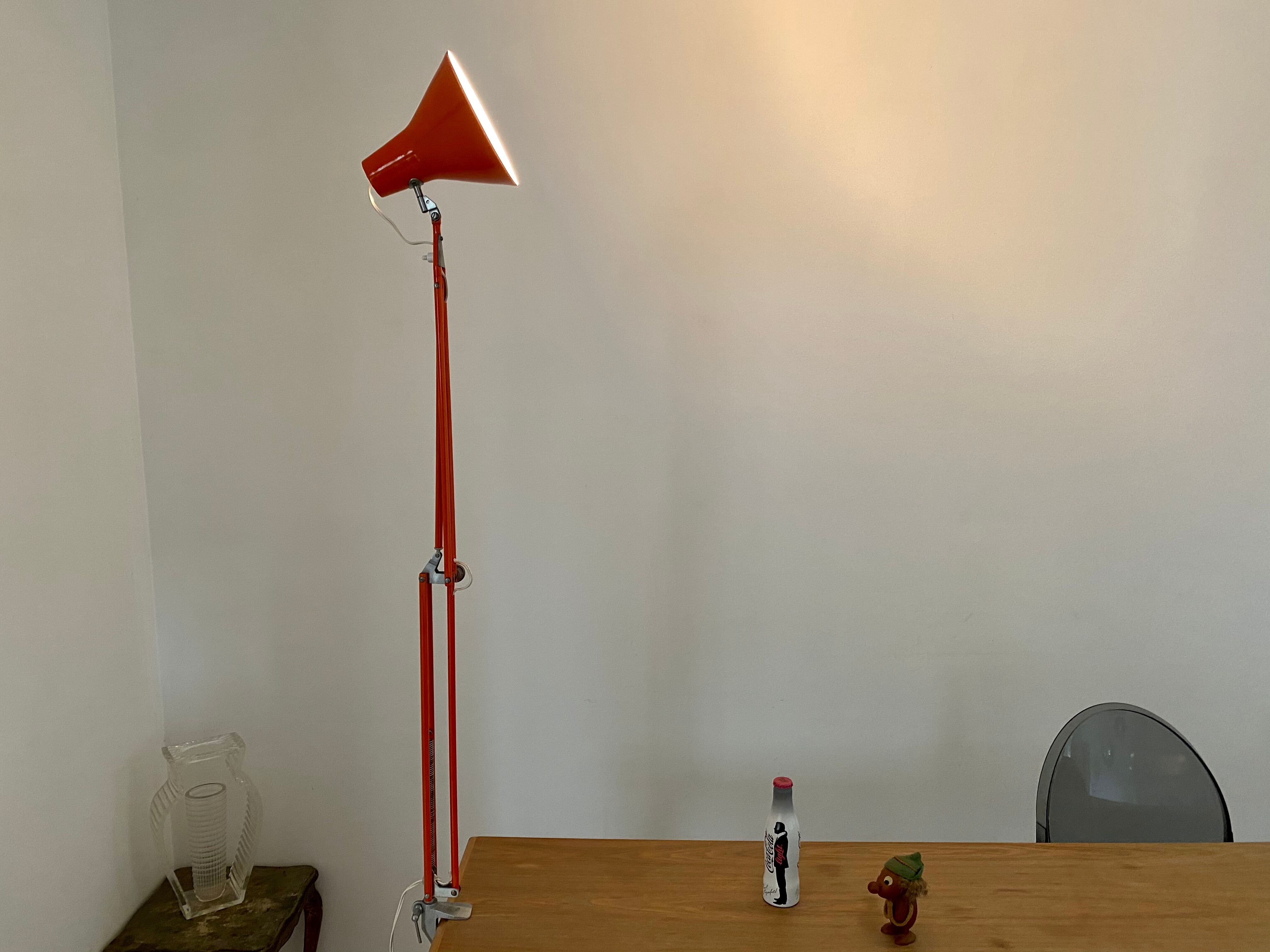 Office lamp architect aluminor France vintage 70s orange