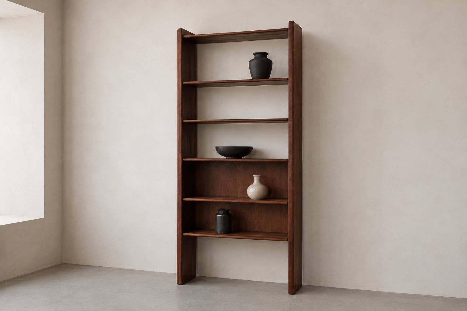 Modernist solid elm shelf by Pierre Chapo, produced by the Seltz factory in the 1950s.