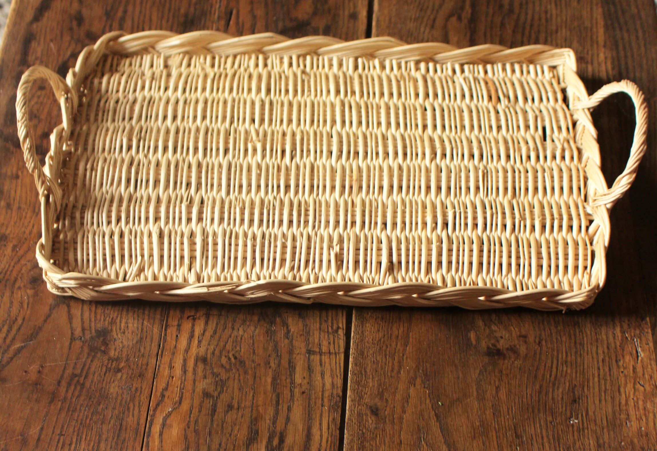 Rectnngle wicker tray vintage basketry