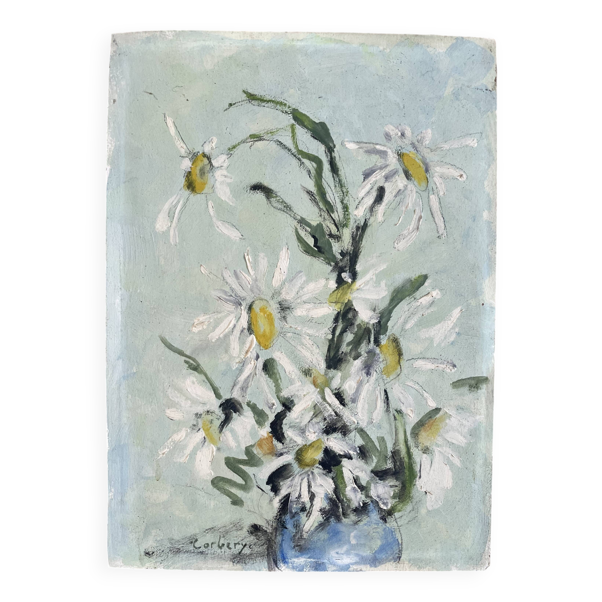 Old oil on cardboard signed