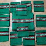 Basque green tablecloth and its 12 napkins
