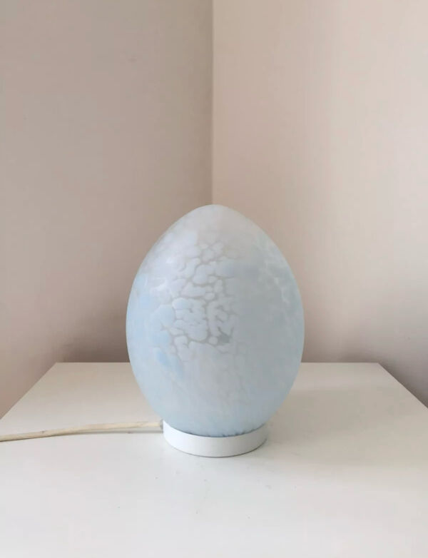 Lampe œuf Domec Luminaire vintage Verre de Vianne Moucheté Oeuf