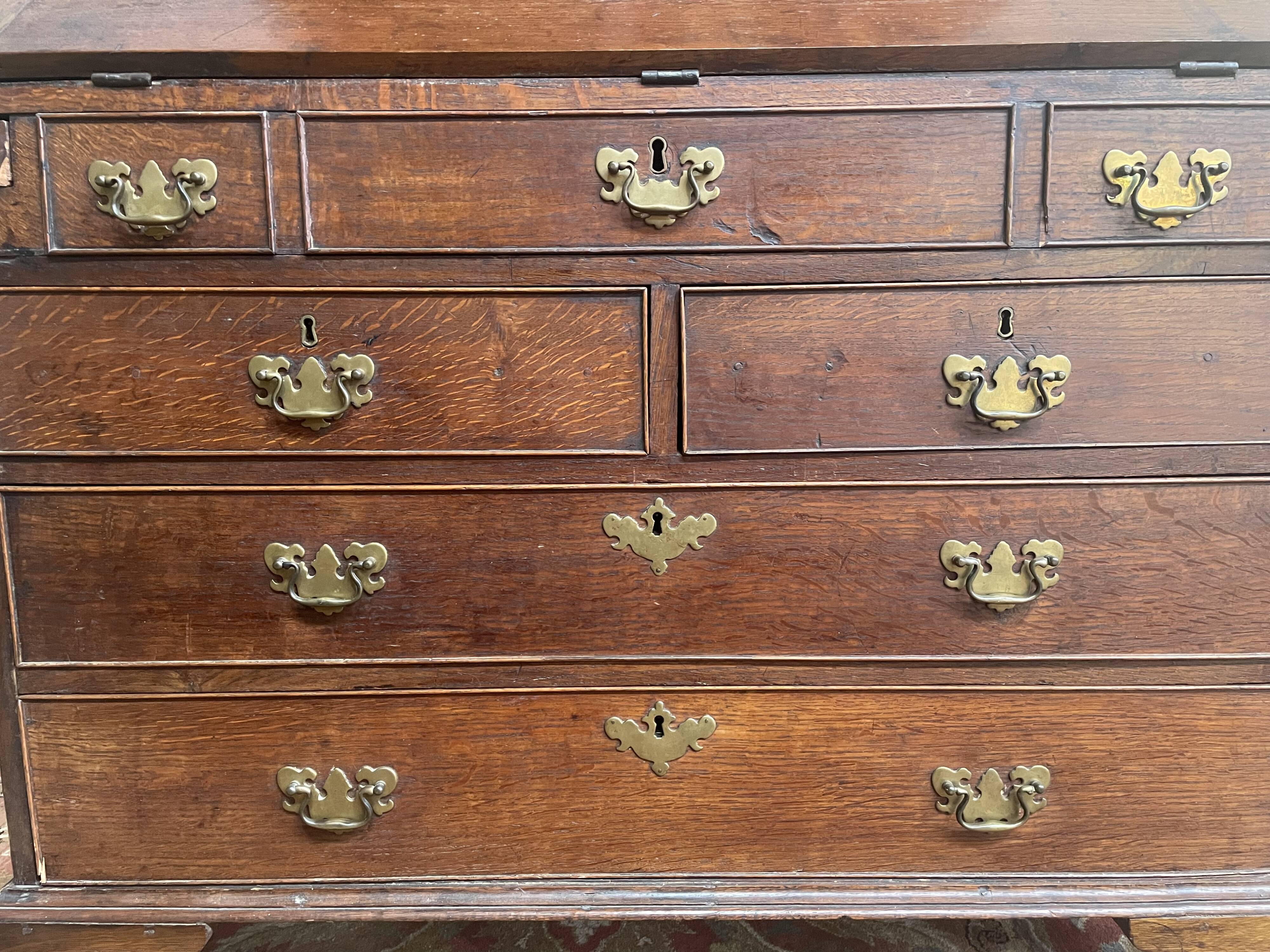 English scriban desk in oak 18th century