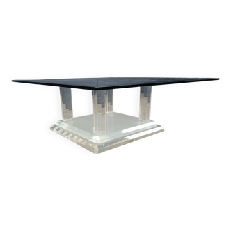 Lucite column coffee table or side table, 1970s
