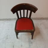 Chaise Baumann avec assise en cuir rouge