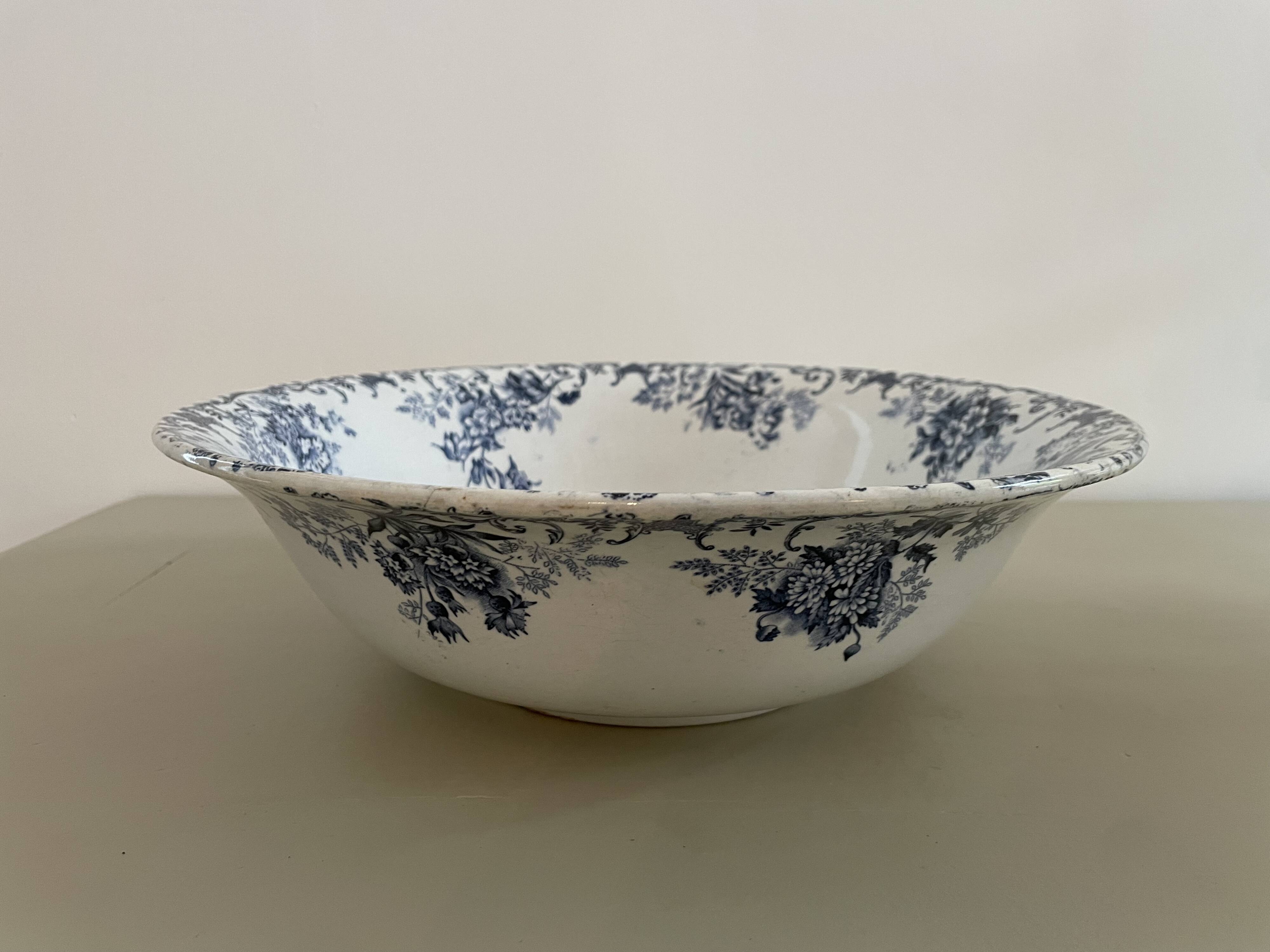 Boulenger blue ironstone salad bowl with Floréal pattern