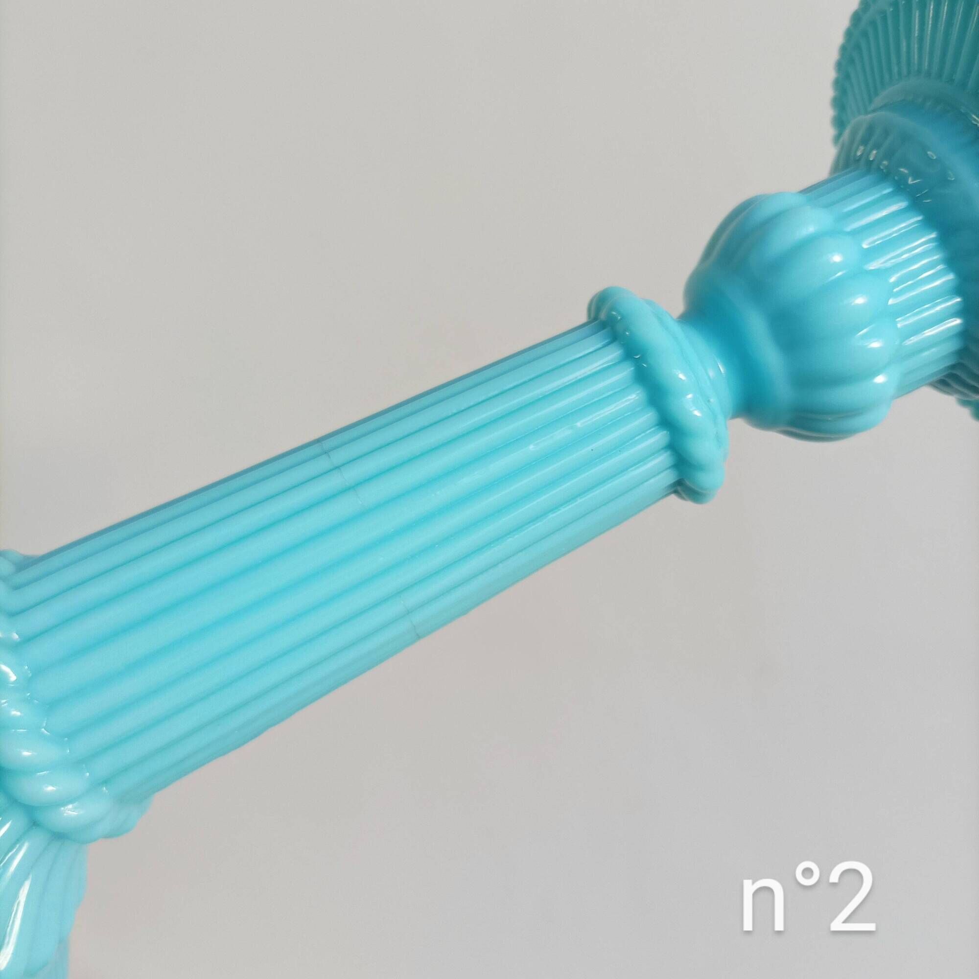 Antique blue opaline candlesticks Portieux Vallerysthal