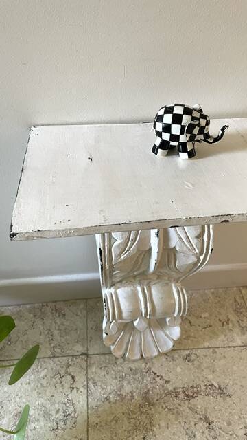White Patinated Wall Console Shelf