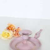 Pink cellar rat candleholder, enamelled metal, vintage