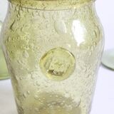 Biot bubble glass ensemble, bottle, jar, bowl and glass.