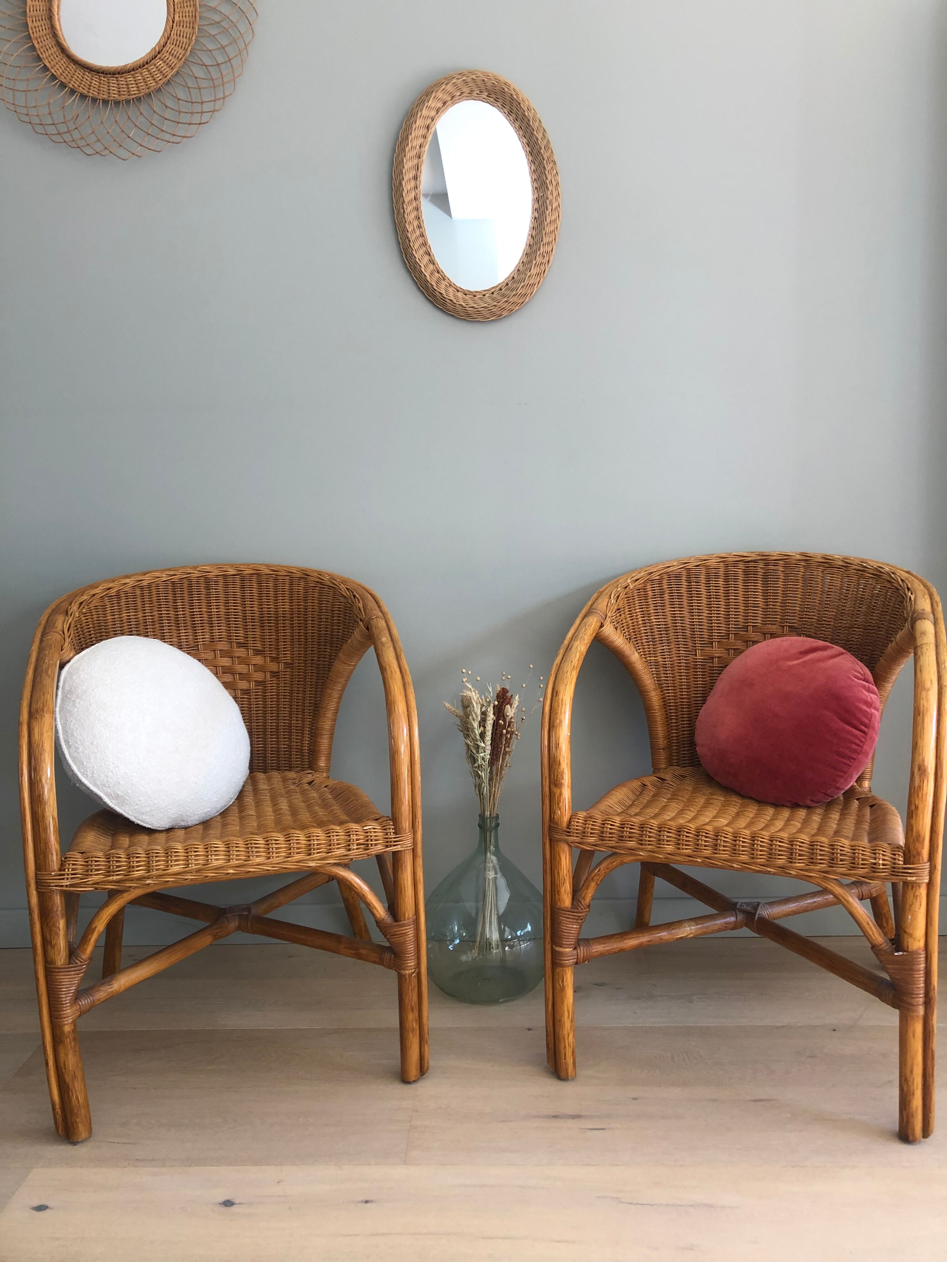 Pair of rattan armchairs from the 60s