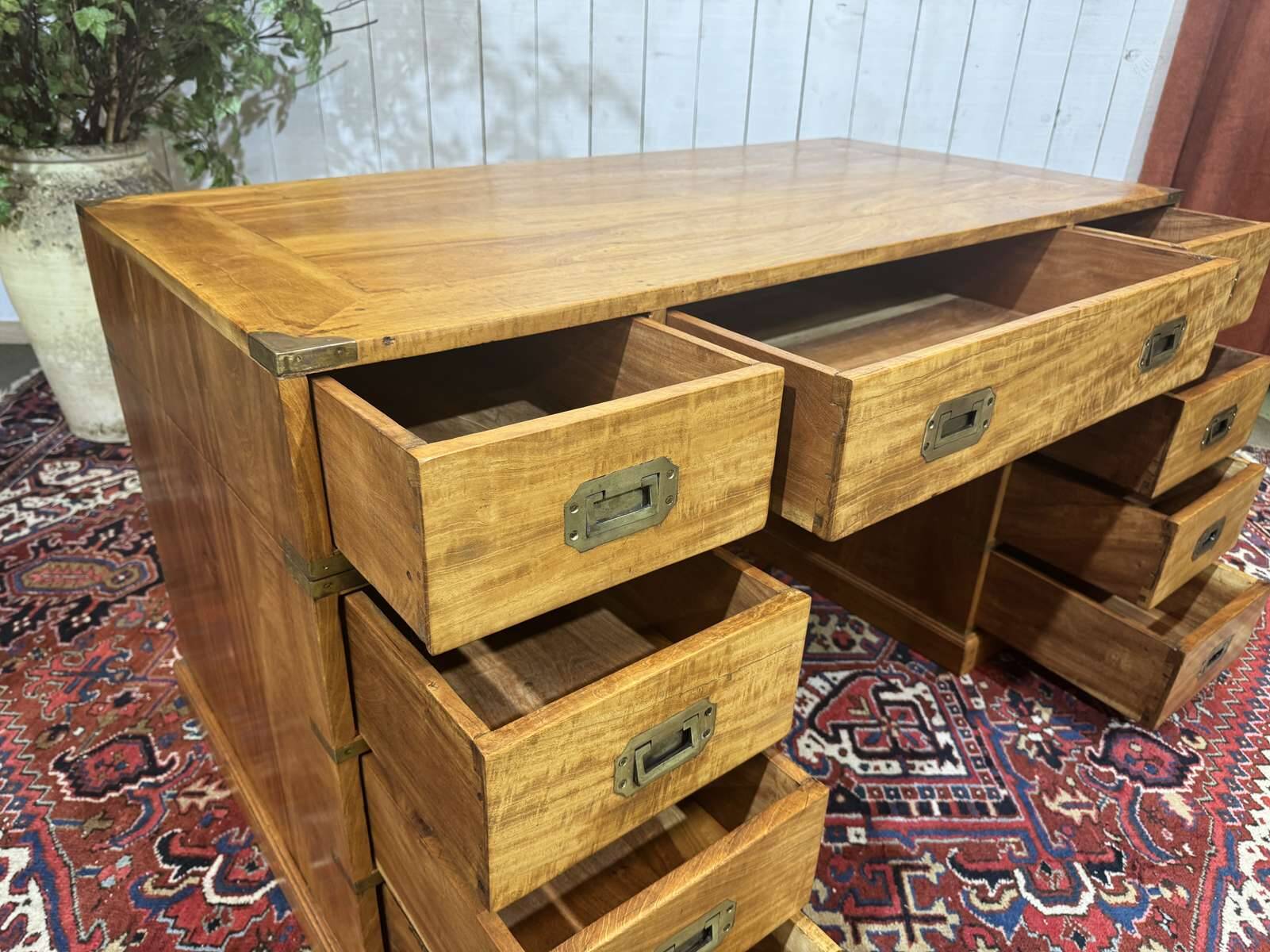 Nautical-style teak writing desk
