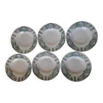 6 assiettes creuses en faïence de Saint Amand modèle Persan