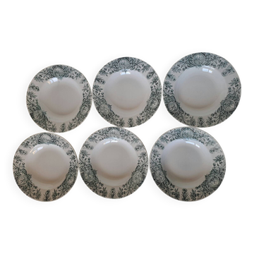 6 deep plates in Saint Amand earthenware, Persian model