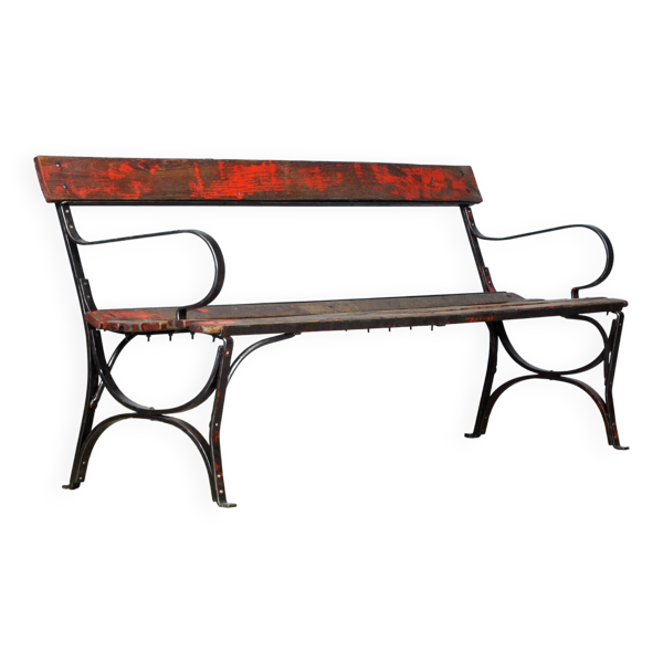 Banc de parc en fer riveté années 1920